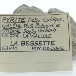 Pyrite, Galène, et Stibine, La Bessette, Puy-de-Dôme, Auvergne.