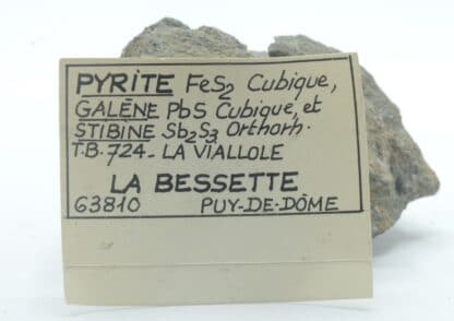 Pyrite, Galène, et Stibine, La Bessette, Puy-de-Dôme, Auvergne.