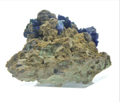 Chessylite (Azurite) et Malachite, Collection du XIXème, Mines de Chessy, Rhône.