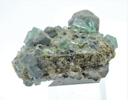 Fluorine maclée et Galène, Mine Heights, Cumberland, Angleterre, Royaume-Uni.