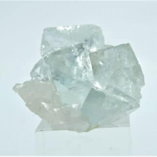 Quartz sur cristaux de fluorine (fluorite) bleutée, Trébas, Tarn.