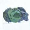 Pseudomorphose de Cuprite en Malachite, sur Azurite (Chessylite), Chessy, Rhône.