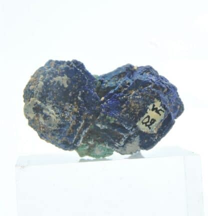 Pseudomorphose de Cuprite en Malachite, sur Azurite (Chessylite), Chessy, Rhône.