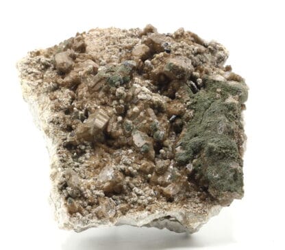 Quartz à chlorite brune, anatases, calcite, E2R, Lauzière, Savoie.