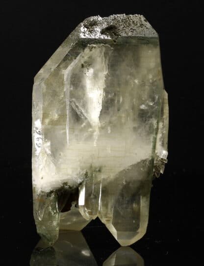 Quartz à âme, chlorite et sidérite, Catogne, Valais, Suisse.