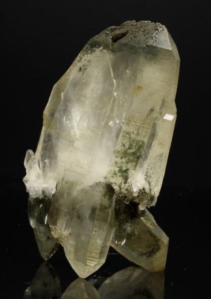 Quartz à âme, chlorite et sidérite, Catogne, Valais, Suisse.