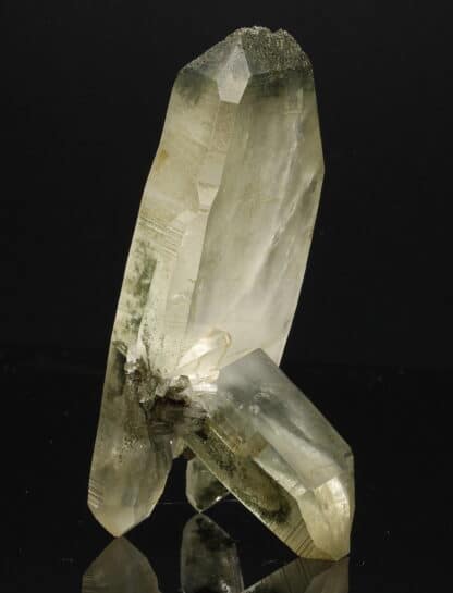 Quartz à âme, chlorite et sidérite, Catogne, Valais, Suisse.