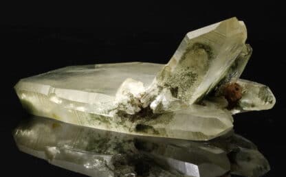 Quartz à âme, chlorite et sidérite, Catogne, Valais, Suisse.