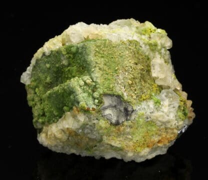 Pyromorphite et fluorite sur galène, L’Argentolle, Saône-et-Loire.