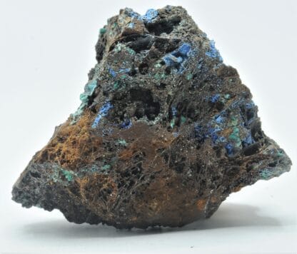 Carbocyanotrichite, Chalcophyllite et Malachite, Salsigne, Aude.