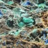 Carbocyanotrichite, Chalcophyllite et Malachite, Salsigne, Aude.
