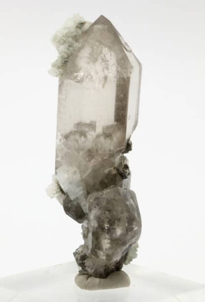 Quartz fumé, adulaire et épidote, piste des chamoix, Chamonix, Haute-Savoie.