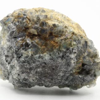 Bournonite et fluorine, Marsanges, Langeac, Haute-Loire.