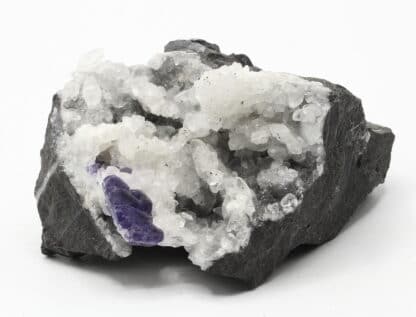 Fluorite sur Calcite, Glageon, Nord, Hauts-de-France.