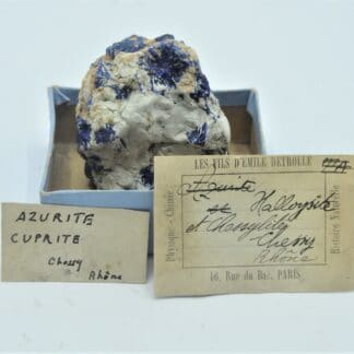 Halloysite et Chessylite (Azurite), Chessy-les-Mines, Rhône.