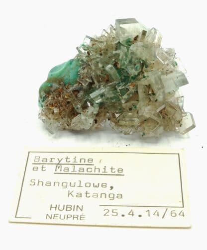 Baryte (Barytine) et Malachite, Shangulowe, Katanga, Congo.