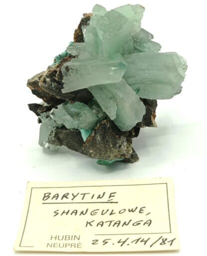 Baryte (Barytine) verte, Shangulowe, Katanga, République Démocratique du Congo.