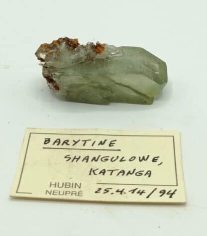 Cristal de Baryte (Barytine) verte, Shangulowe, Katanga, Congo.