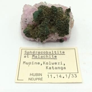 Cobaltocalcite et Malachite, Mupine, Kolwezi, Katanga, Congo (RDC).