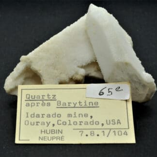 Quartz après Barytine (Baryte), Idarado Mine, Ouray, Colorado, USA.