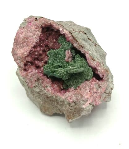 Malachite sur Sphérocobaltite, Musonoi, Kolwezi, Katanga, Congo (RDC).