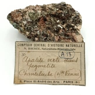 Apatite verte dans une Pegmatite, Chanteloube, Haute-Vienne.