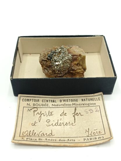 Pyrite sur Sidérite, La Taillat, Allevard, Isère.