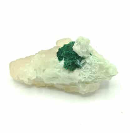 Malachite sur Calcite, Mashamba, Katanga, République Démocratique du Congo.