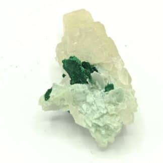 Malachite sur Calcite, Mashamba, Katanga, République Démocratique du Congo.