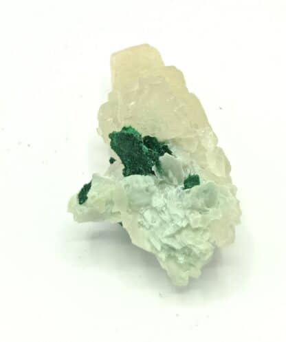 Malachite sur Calcite, Mashamba, Katanga, République Démocratique du Congo.