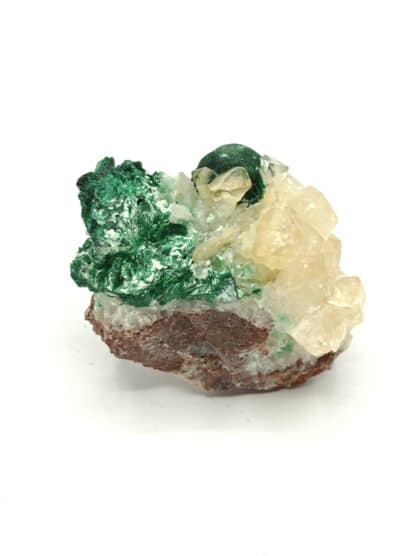 Calcite sur Malachite, Mashamba, Katanga, République Démocratique du Congo.