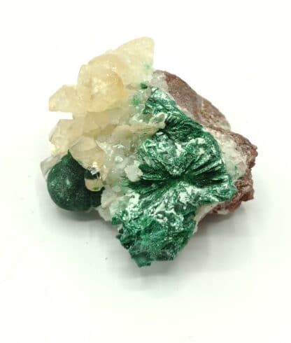 Calcite sur Malachite, Mashamba, Katanga, République Démocratique du Congo.