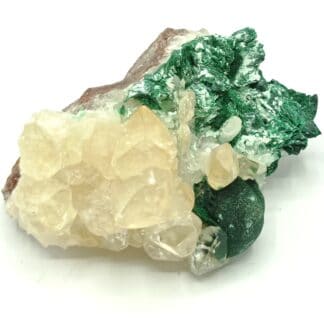 Calcite sur Malachite, Mashamba, Katanga, République Démocratique du Congo.