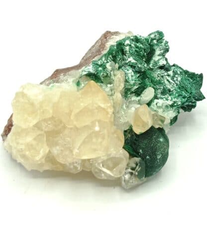 Calcite sur Malachite, Mashamba, Katanga, République Démocratique du Congo.