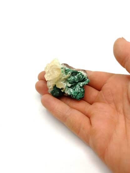 Calcite sur Malachite, Mashamba, Katanga, République Démocratique du Congo.