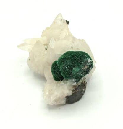 Malachite sur Calcite, Mashamba, Katanga, République Démocratique du Congo.