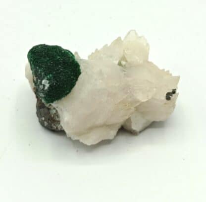 Malachite sur Calcite, Mashamba, Katanga, République Démocratique du Congo.