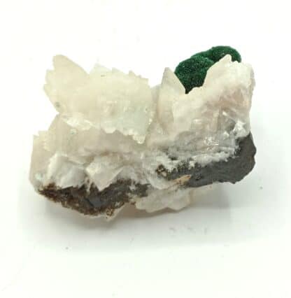 Malachite sur Calcite, Mashamba, Katanga, République Démocratique du Congo.