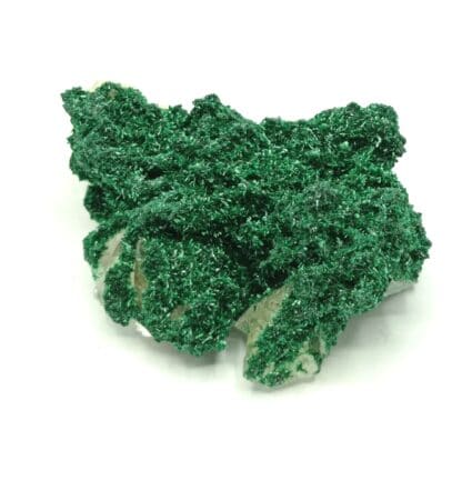 Malachite cristallisée sur Calcite, Katanga, République Démocratique du Congo.