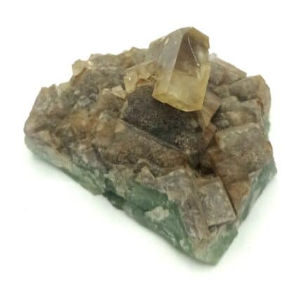 Baryte sur Fluorite (Fluorine), Marsanges, Langeac, Haute-Loire.