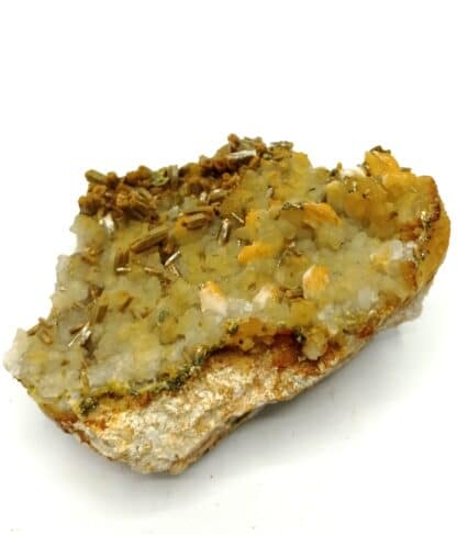 Pyromorphite sur Quartz, Mine des Farges, Ussel, Corrèze, Limousin.