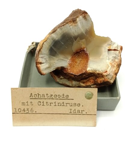 Achatgeode mit Citrindruse (Agate, Citrine), Idar, Inde, (Allemagne?).