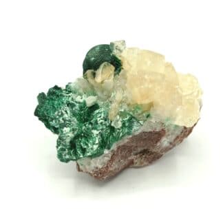 Calcite sur Malachite, Mashamba, Katanga, République Démocratique du Congo.