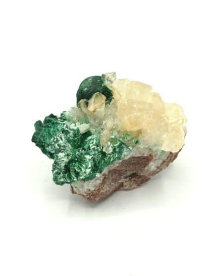 Calcite sur Malachite, Mashamba, Katanga, République Démocratique du Congo.