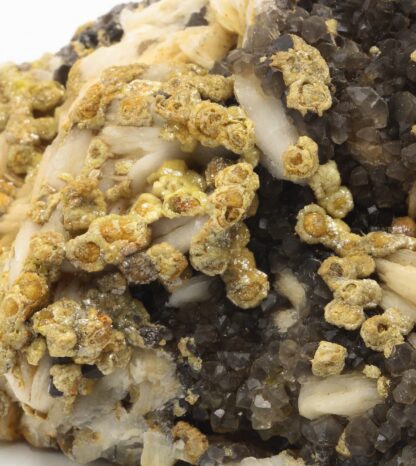 Pyromorphite, baryte et Quartz, Les Farges, Ussel, Corrèze.