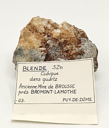 Blende et Quartz, mine de Brousse, Bromont-Lamothe, Puy-de-Dôme.