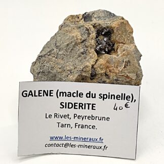 Galène et Sidérite, Carrière du Rivet, Peyrebrune, Tarn.