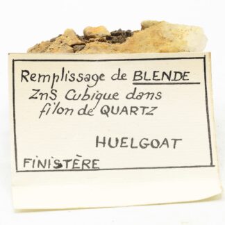 Quartz avec blende / sphalérite, Huelgoat, Finistère.