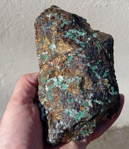 Chalcopyrite et Malachite, Cernay, Haut-Rhin, Alsace.