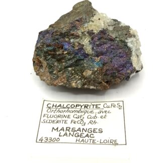 Chalcopyrite et Fluorine, Marsanges, Langeac, Haute-Loire, Auvergne.